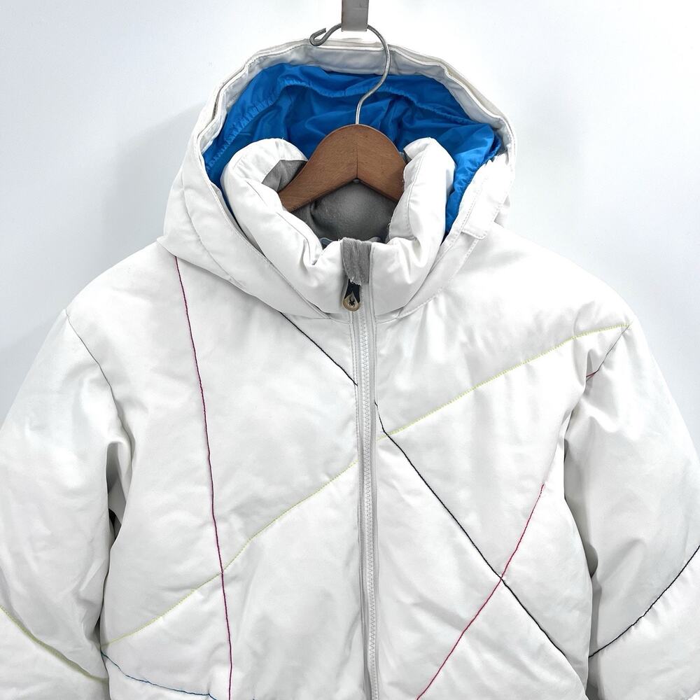 Spyder White & Multi-Colored Winter Snow Ski Jacket Girls Kids Size 18 - Picture 2 of 11